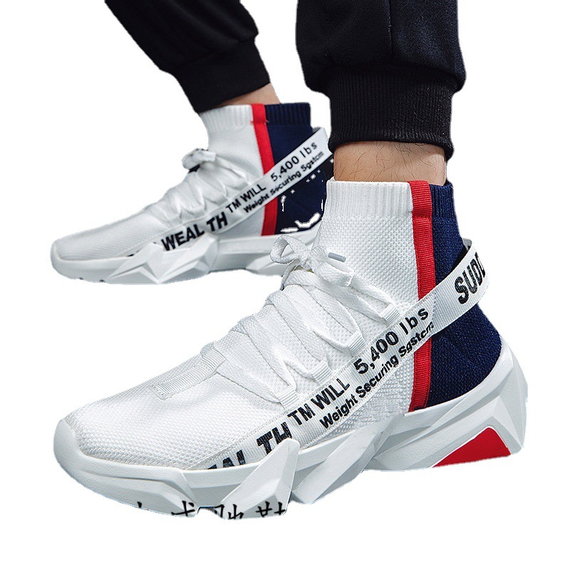 Herren High Top Socken Schuhe Atmungsaktive Hundert Sommer Atmungsaktive Laufschuhe_voghion.com