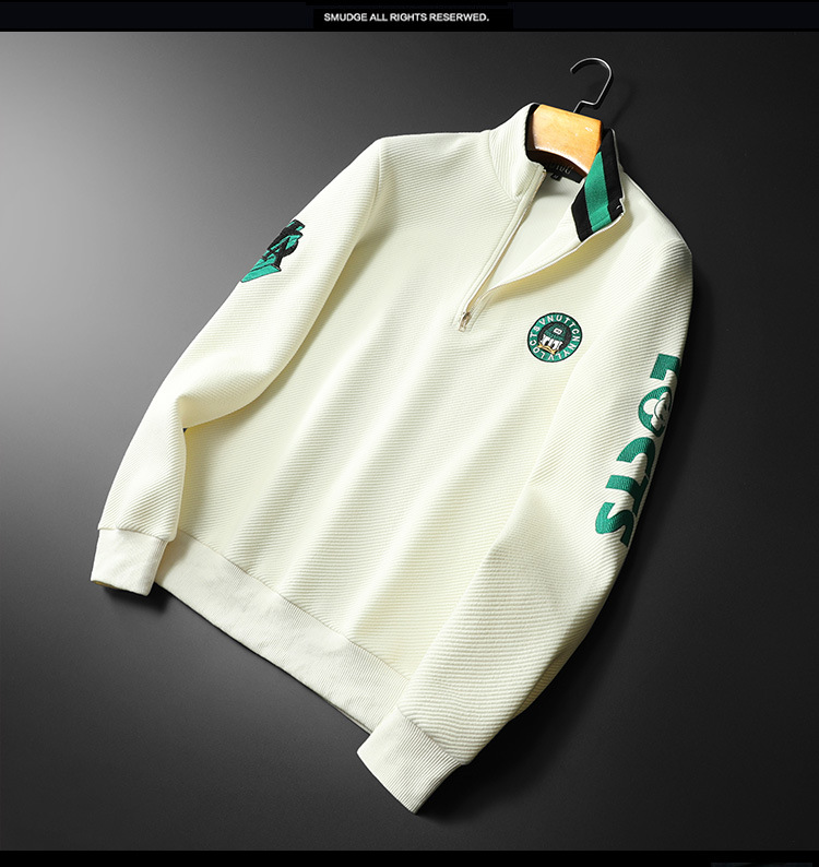 Felpa con cappuccio casual alla moda con mezza zip e colletto rialzato da uomo_voghion.com