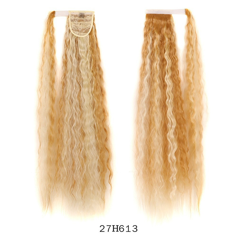 Perruque femme style Velcro perm de maïs moelleux cheveux longs bouclés queue de cheval haute et basse perruque naturelle à haute température en soie ondulée à l'eau_voghion.com
