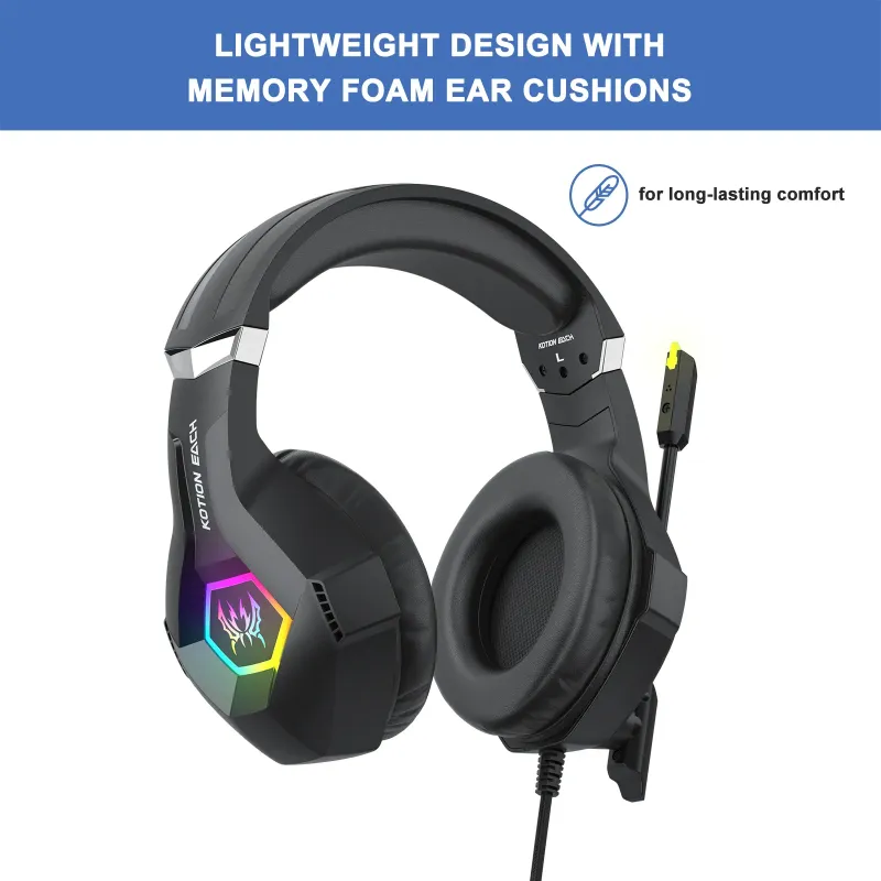 ired Gaming Headset With Noise Cancelling Mic Compatible With PC PS4 PS5 Xbox Surround Sound RGB Light Over Ear Design_voghion.com