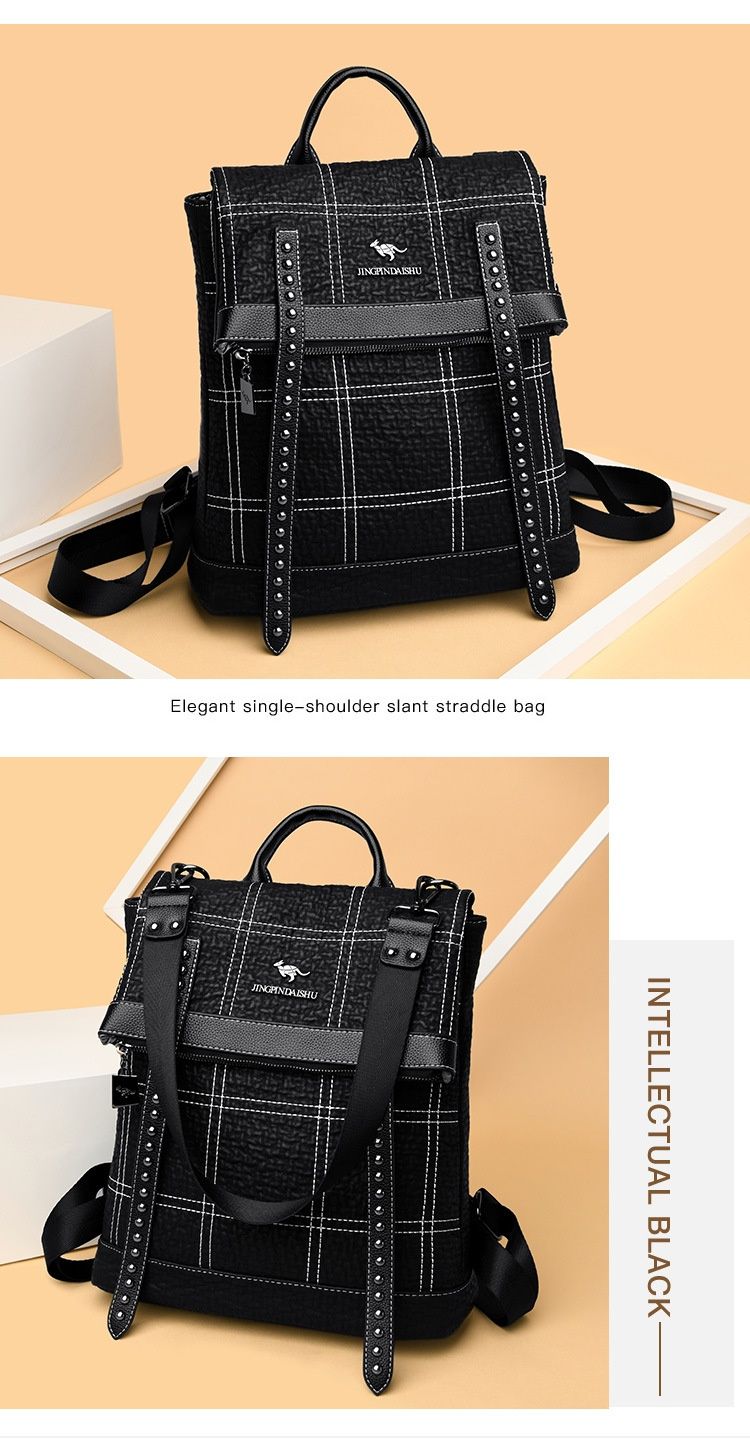 Mochila de piel de vaca con bordado de cuero genuino, nueva edición coreana, versátil, para mujer, con uno o dos hombros_voghion.com