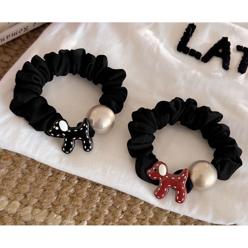 Puppy Pearl Tie Women's Simple Versatile Ponytail Rope High Elastic Rubber Band Hair Accessories_voghion.com
