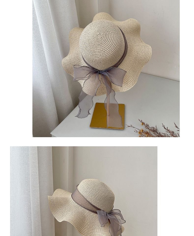 Summer large brimmed straw women's foldable beach UV resistant hat, sun protection hat_voghion.com