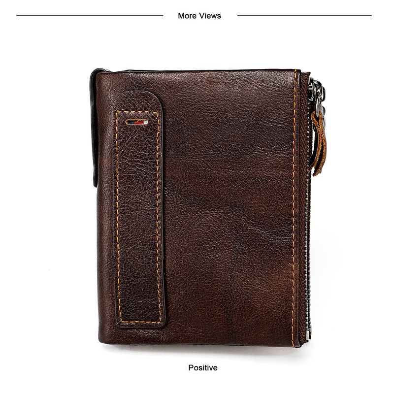 Women's wallet short fashion handbag leather wallet anti RFID theft double zipper change bag multifunctional wallet_voghion.com