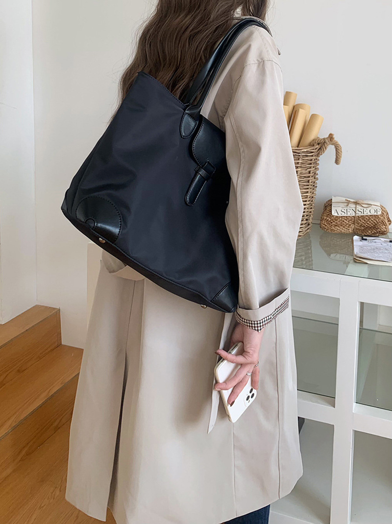 Women's Crossbody Bags Tote Bag, Women's Large-capacity Handbag, Contrasting Color Nylon Canvas Casual Commuting Single-shoulder Bag_voghion.com