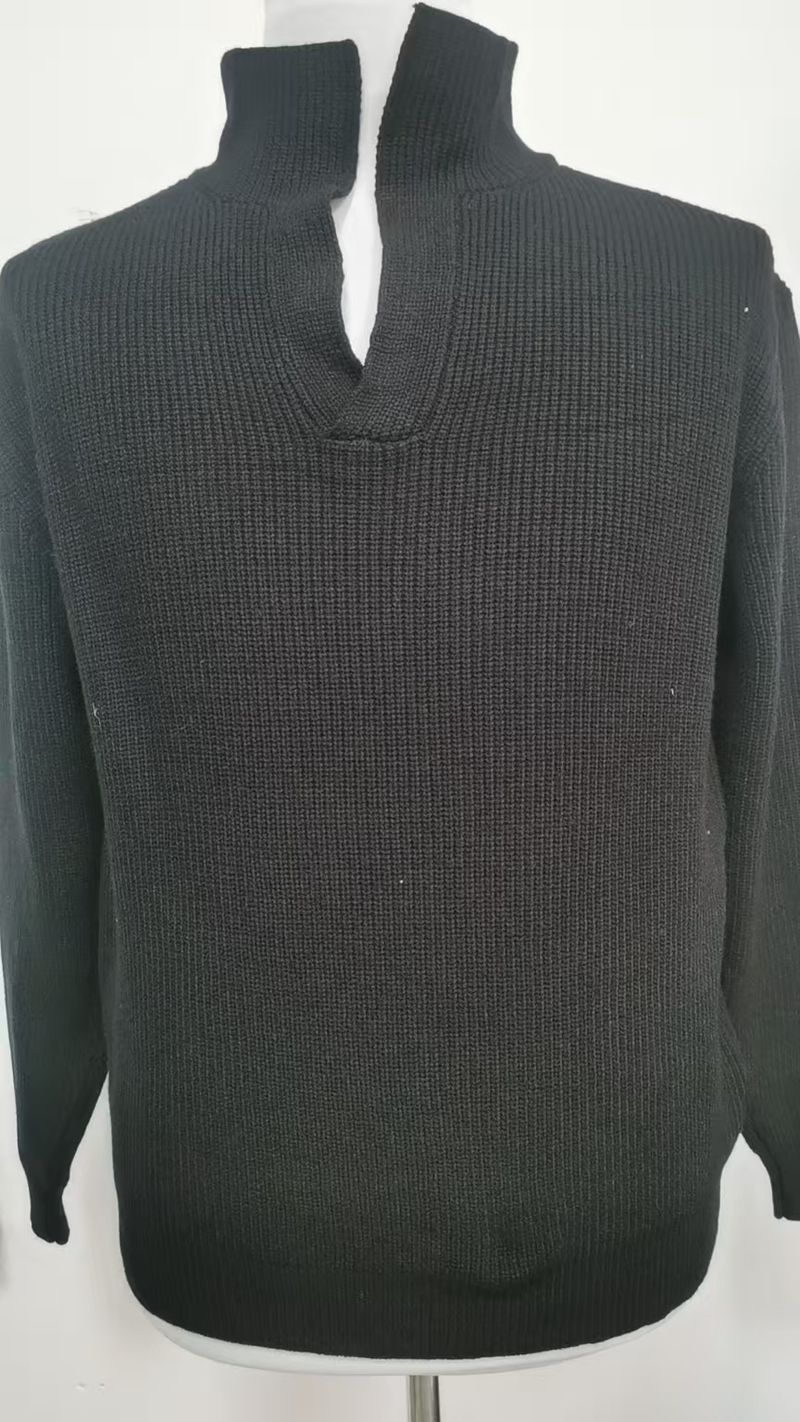 Lässiger Strickpullover mit V-Ausschnitt für Herren – weich und atmungsaktiv, lockere Passform, lange Ärmel, gerippter Saum, einfarbig (Schwarz, Marineblau, Grau, Armeegrün, Kaffeebraun)_voghion.com