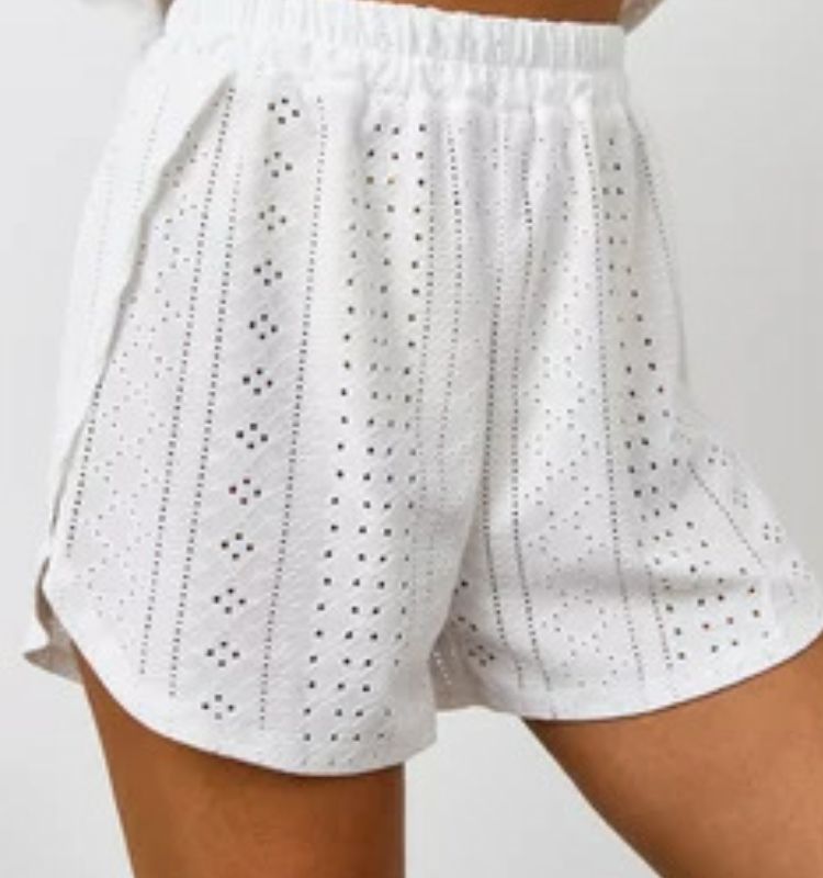 Damen Loungewear Pyjama Set, bequemen a lockeren einfarwegen Hohlpyjama, Kuerzärmlech Shorts Zweedeel Set, Nei am Summer_voghion.com