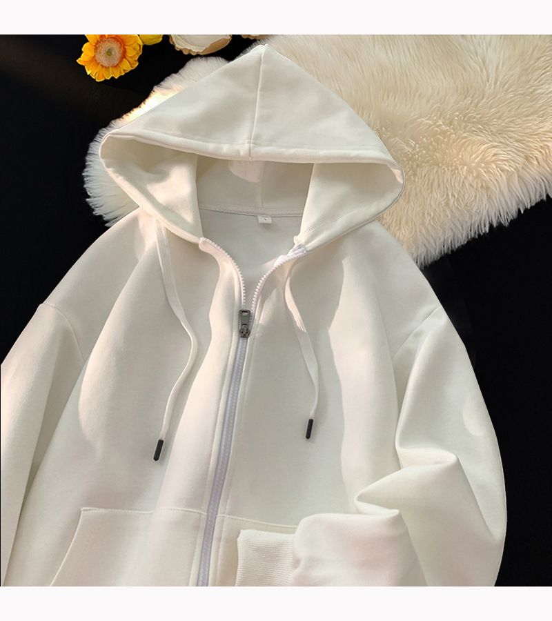Herren-Sweatshirtjacke mit Kapuze und Reißverschluss und Fleecefutter – Schwerer Winterpullover mit Taschen, Unisex-Freizeitoberbekleidung (Schwarz, Weiß, Grau, Blau)_voghion.com