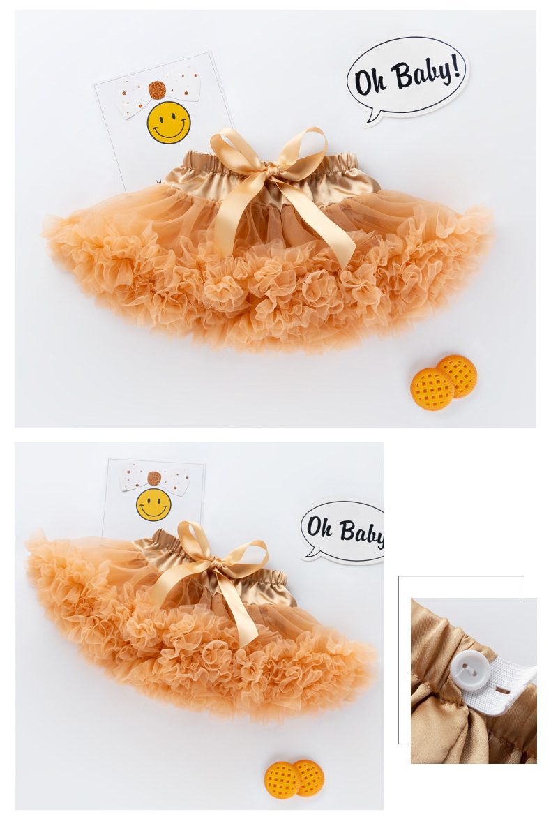 Vestiti per bambini Tutu per bambini, gonna da principessa alla moda, gonna a metà corpo in rete color caramello_voghion.com