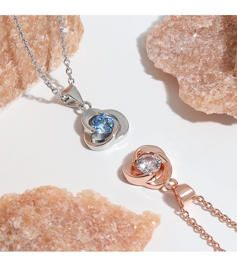 Collana con ciondolo a forma di petalo di rosa, catena per clavicola, semplice, con cuore dell'oceano e trifoglio rotante, da donna_voghion.com