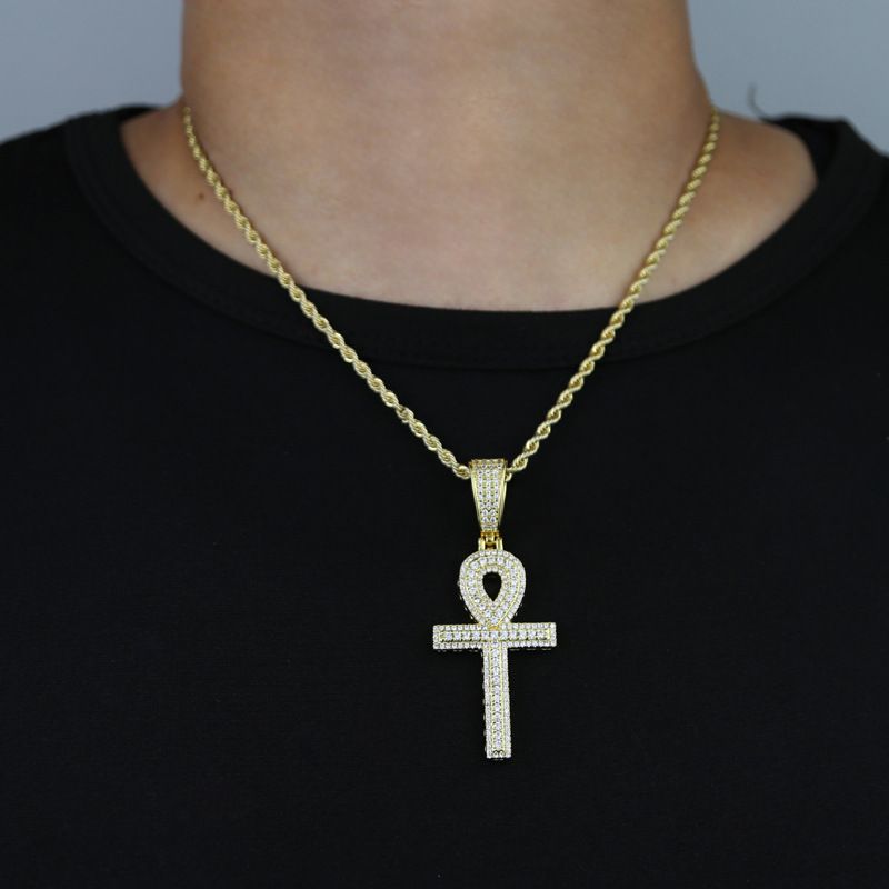 Colgante de cruz de oro y plata estilo punk, collar de joyería de hip hop_voghion.com