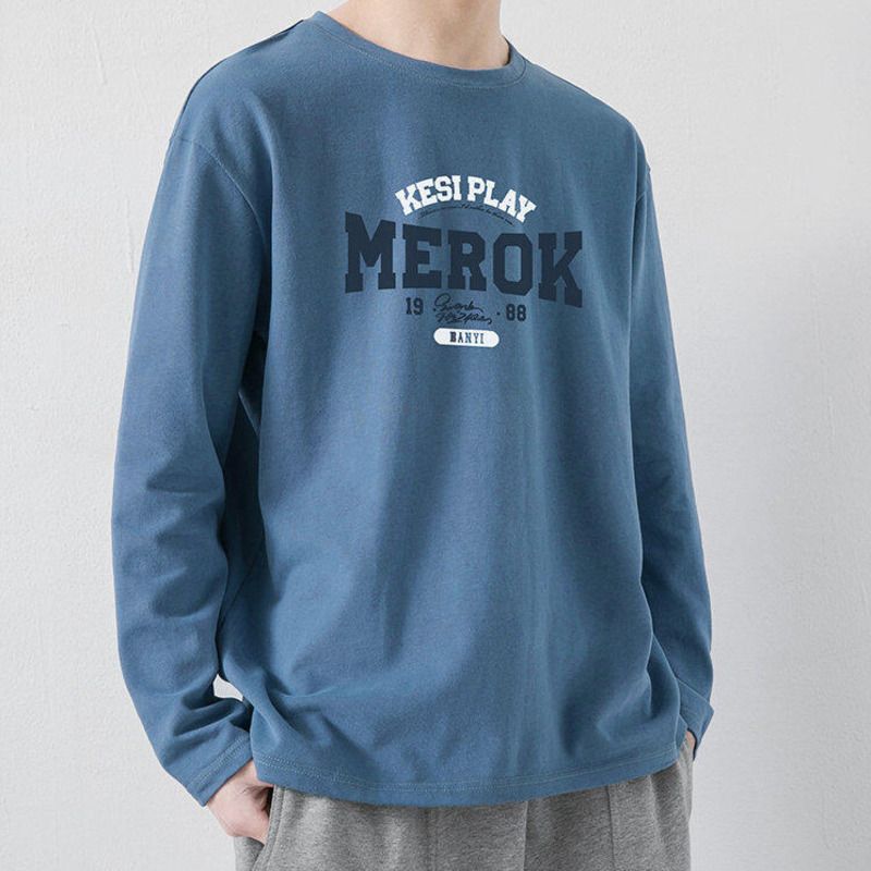 Baleno Pure Cotton Thin Printed Long Sleeve T-S For Men 2025 Spring Loose Fit Plus Size Versatile Solid Color_voghion.com