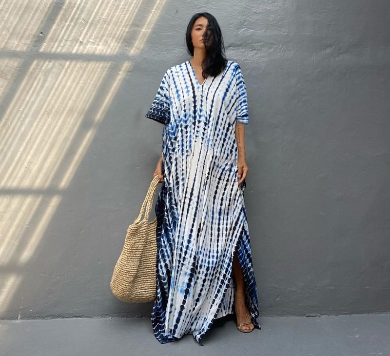 Robe de plage en rayonne pour femmes, tenue de vacances à fleurs teintes _voghion.com