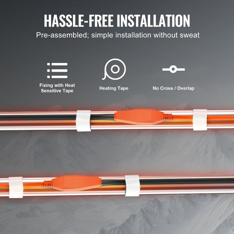 Heat Pipes Cable 60FT Heating Pipe Thermostat 7W Tape For FT With Builtin_voghion.com