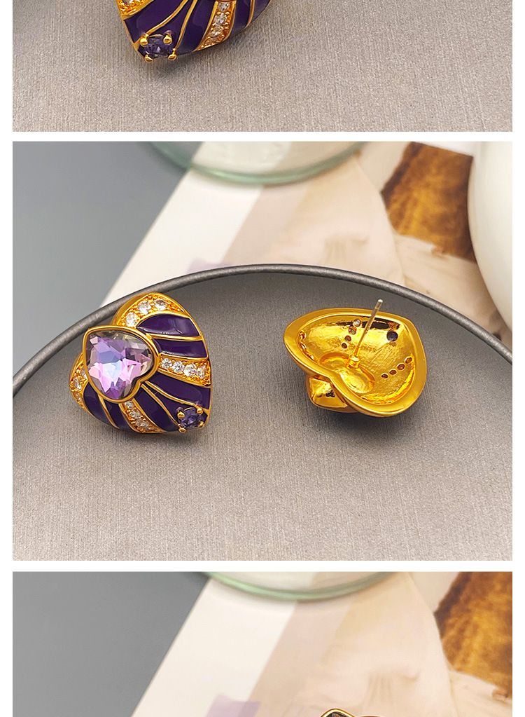 Boucles d'oreilles exagérées en émail d'amour en petit groupe, sensation haut de gamme, luxe léger, boucles d'oreilles personnalisées et aiguilles en argent_voghion.com