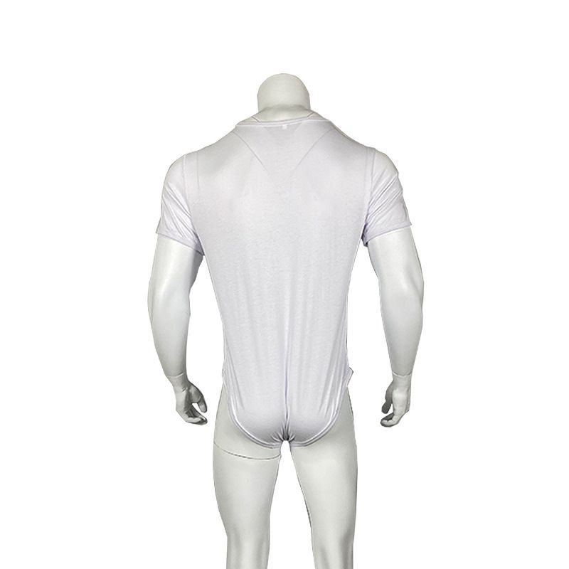 2023 foreign trade new short-sleeved round neck button jumpsuit men's breathable jumpsuit home pajamas wish_voghion.com