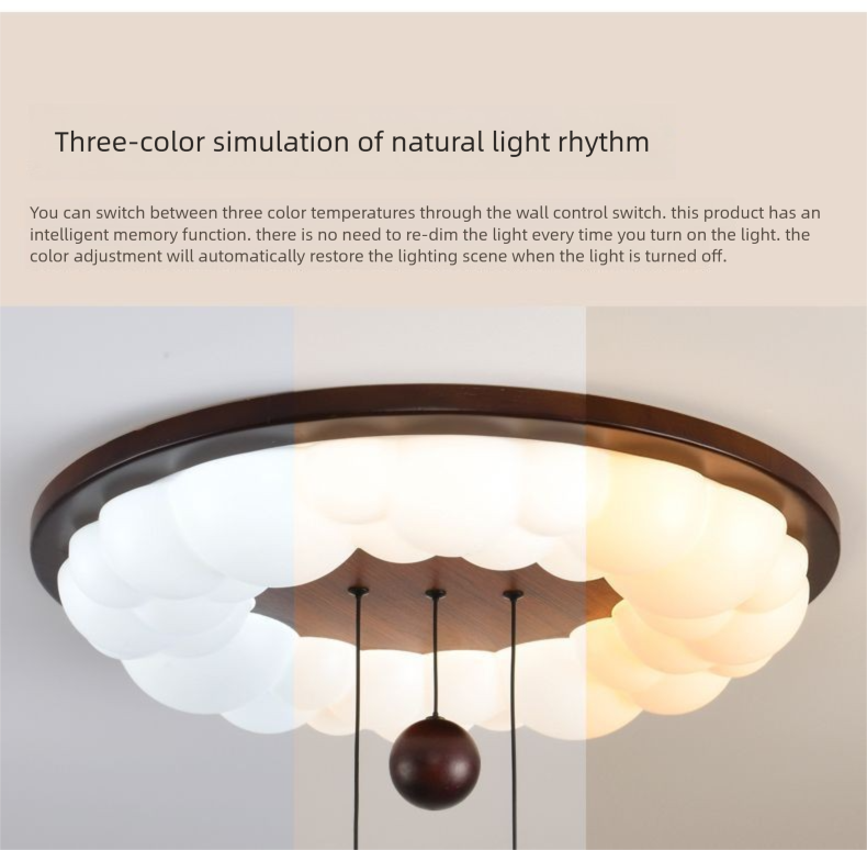 Lampada da soffitto in legno di noce, stile francese medio, color crema, creativa, per camera da letto principale e cameretta dei bambini_voghion.com