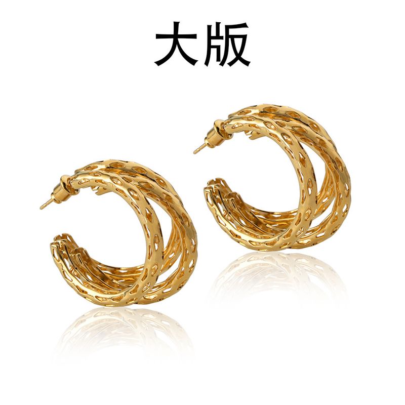 Orecchini con temperamento esagerato, stile metallo, eleganti, linea cava, semplici, alla moda_voghion.com