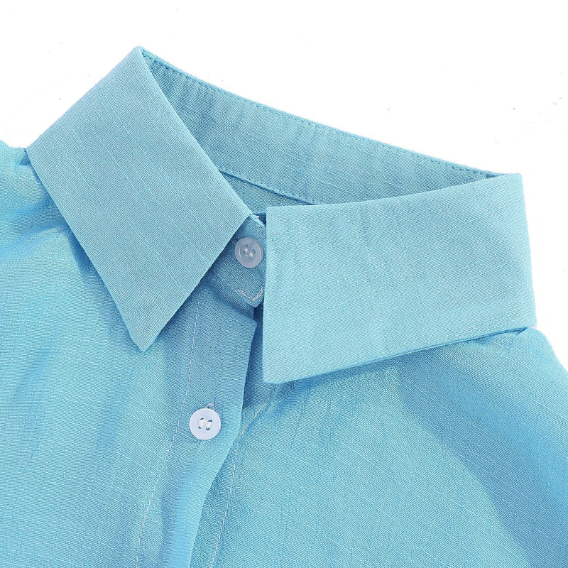 Camicia di lino a maniche lunghe ampia casual da donna. Stock pronto da donna di grandi dimensioni_voghion.com