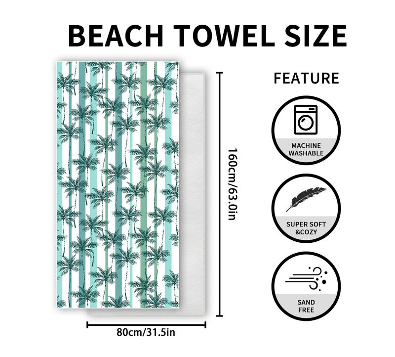 Asciugamano da spiaggia in microfibra con protezione solare UPF50+, asciugatura rapida, sportivo_voghion.com