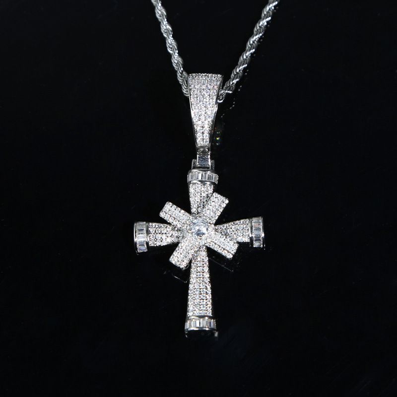 Herrenschmuck Kreuzanhänger Kann Drehen Rap Hip Hop Trend Hip Hop Halskette Schmuck_voghion.com