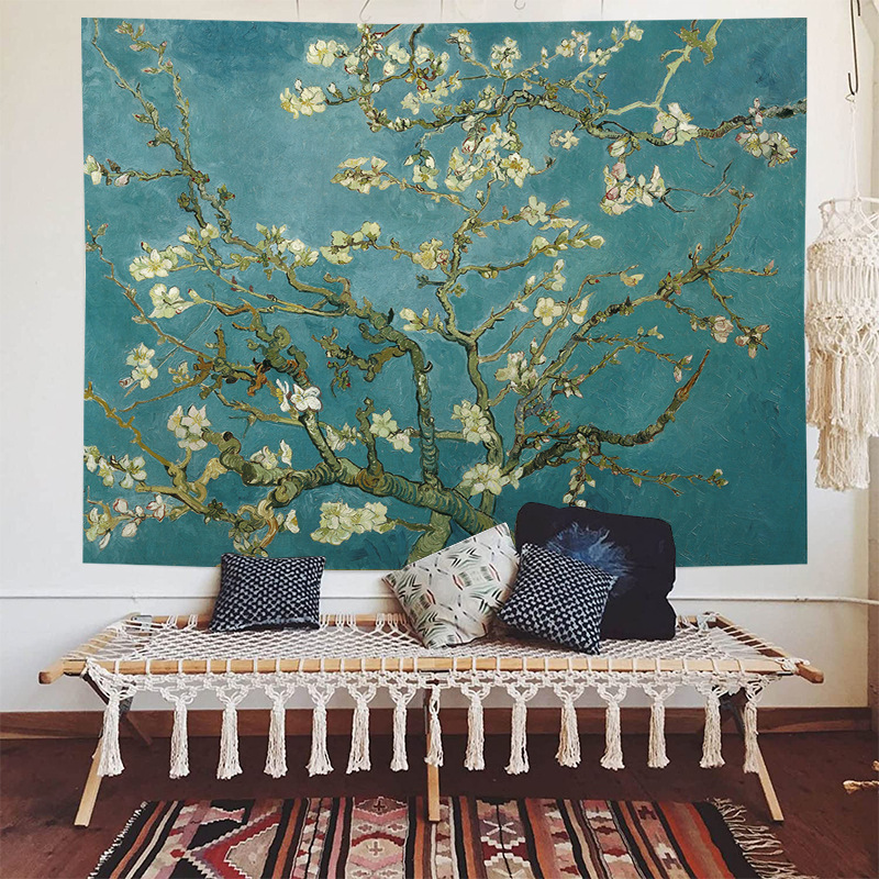 Sea view decorative fabric, dormitory home wallpaper, ins live broadcast background tapestry, psychedelic forest_voghion.com