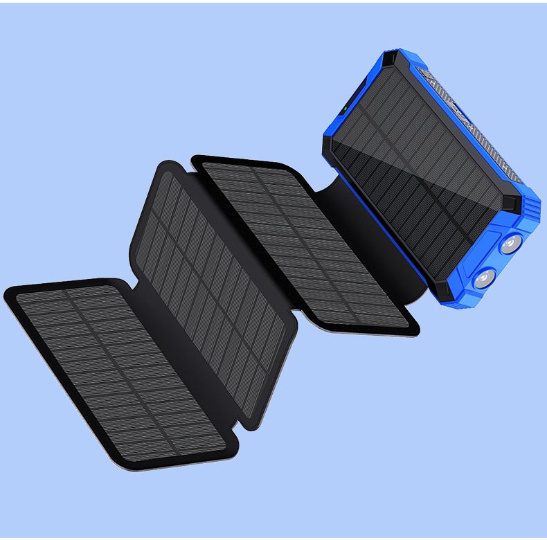 20000 mAh-s napelemes mobil összecsukható vezeték nélküli töltő kültéri használatra, vezetékes napelemes külső akkumulátorral_voghion.com