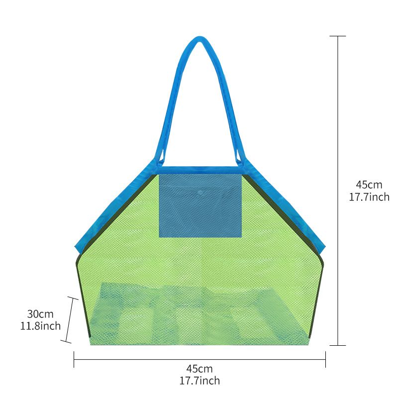 Pludmales soma Bērnu rotaļlietu uzglabāšanas tīkla soma Var pārnēsāt lielu tīkla maisiņu Bērnu rotaļu smilšu bagarēšanas lāpstu instrumentu uzglabāšanas soma_voghion.com