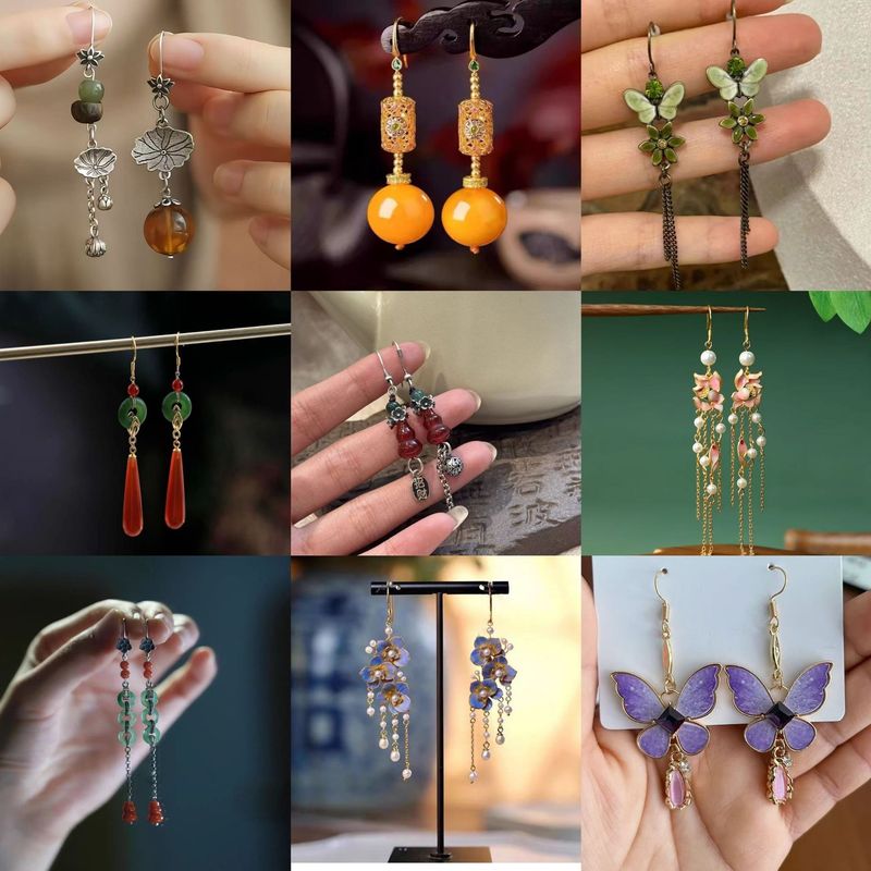 Nieuwe Chinese stijl veelzijdige kwast trendy elegante high-end oorhaken modieuze sierlijke combinatie oorbellen_voghion.com