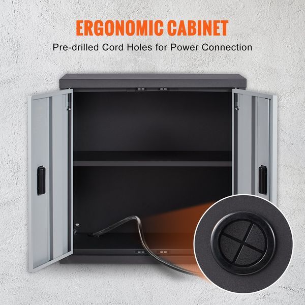 Foldable Wall Cabinet, Metal Garage Cabinet Wall Mounted 26' Small Cabinet 240 LBS Loading Capacity Adjustable Shelf Magnetic Door File Locker For_voghion.com