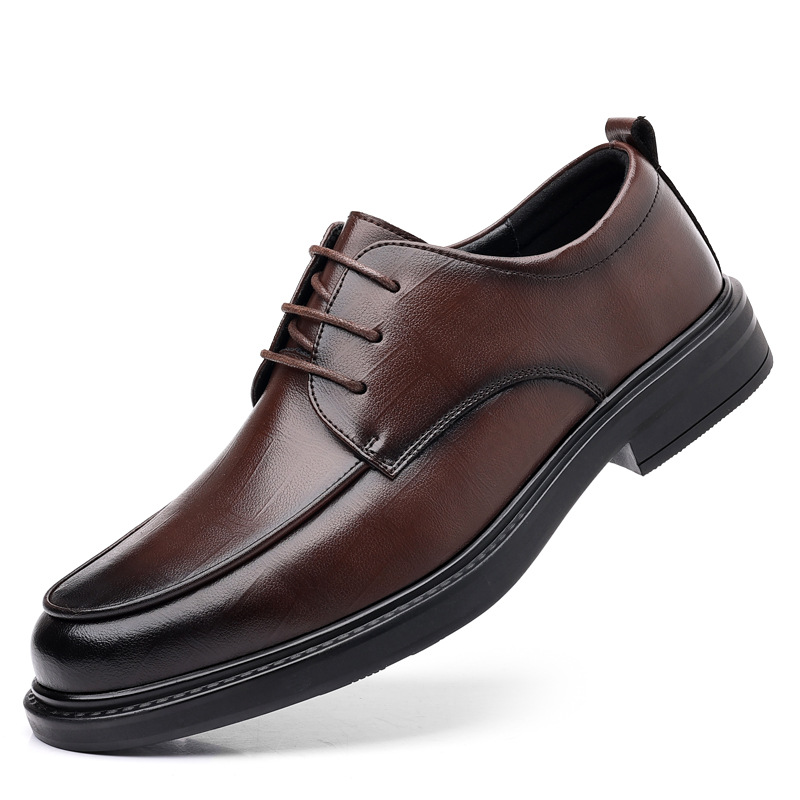 Leather Men' Four Eaon Buine Formal Wear Britih Caual Commuting Tyle Black Height Increaing Wedding Groom_voghion.com