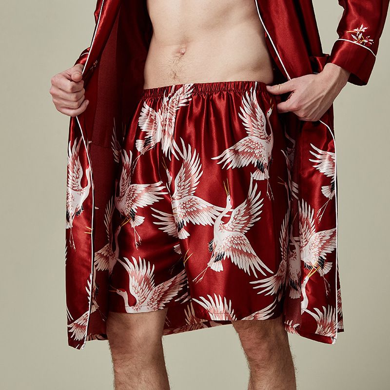 Chill In Style: Men’s Spring-Summer Ice Silk Pajama Pants - Trendy Colorful Home Shorts For Effortless Lounging_voghion.com