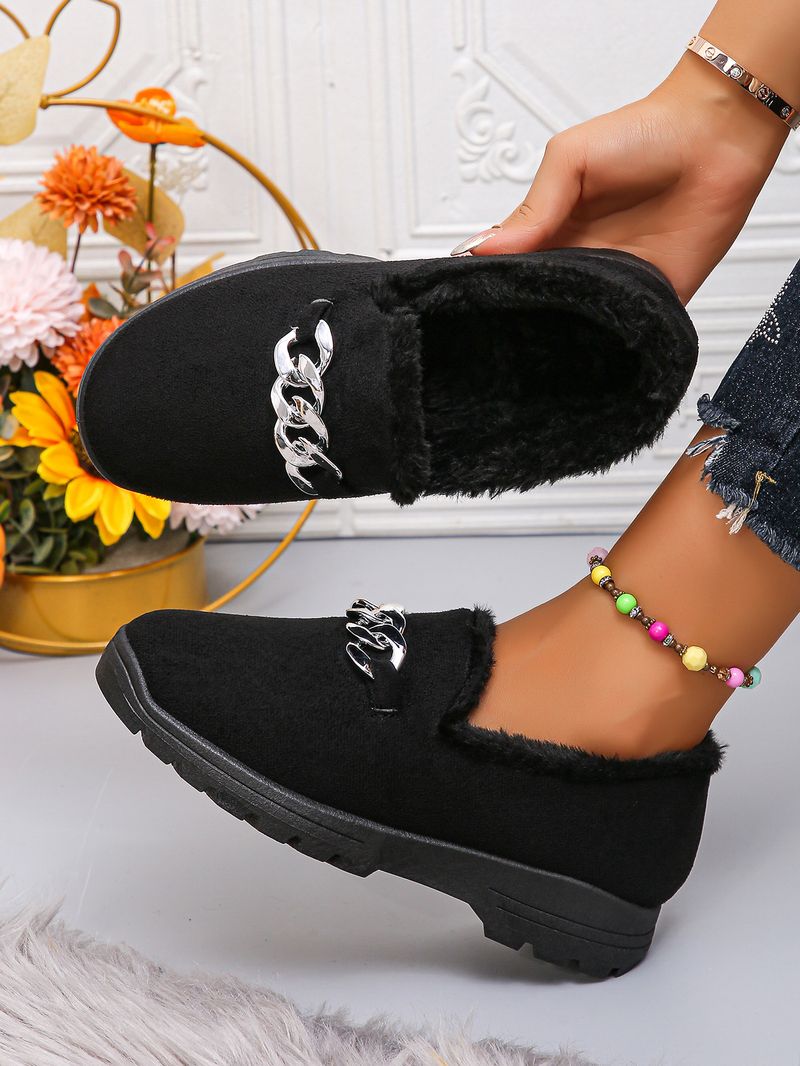 Novos sapatos de algodão para neve, cano baixo, quentes, botas de neve femininas, preto, marrom, moda, gorro de corrente_voghion.com