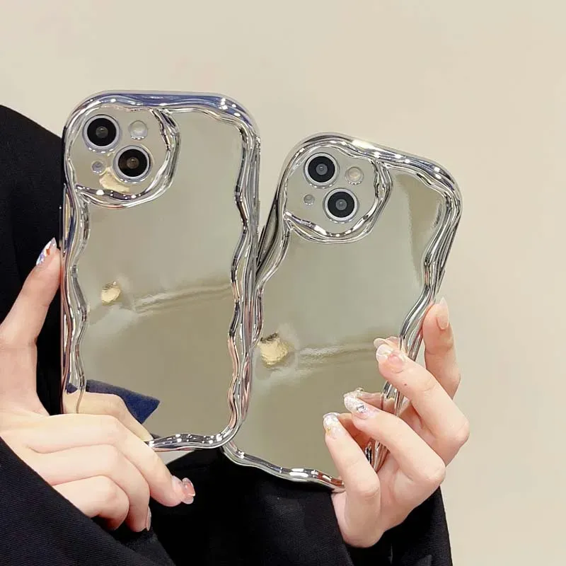 Glitter Plating Soft Mirror Case For OPPO Reno10 Reno9 Reno11 T Realme 11 10 Pro Plus Camera Protector Wave Bumper Makeup Shell_voghion.com