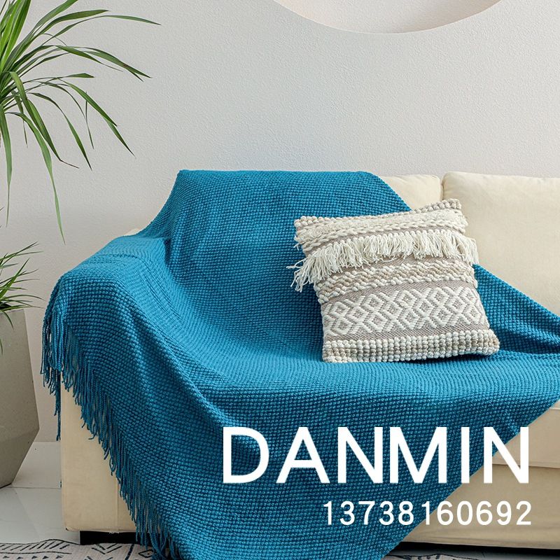 2025 Morandi tinta unita lavorato a maglia Homestay End decorativo copriletto spesso scialle copridivano coperta_voghion.com