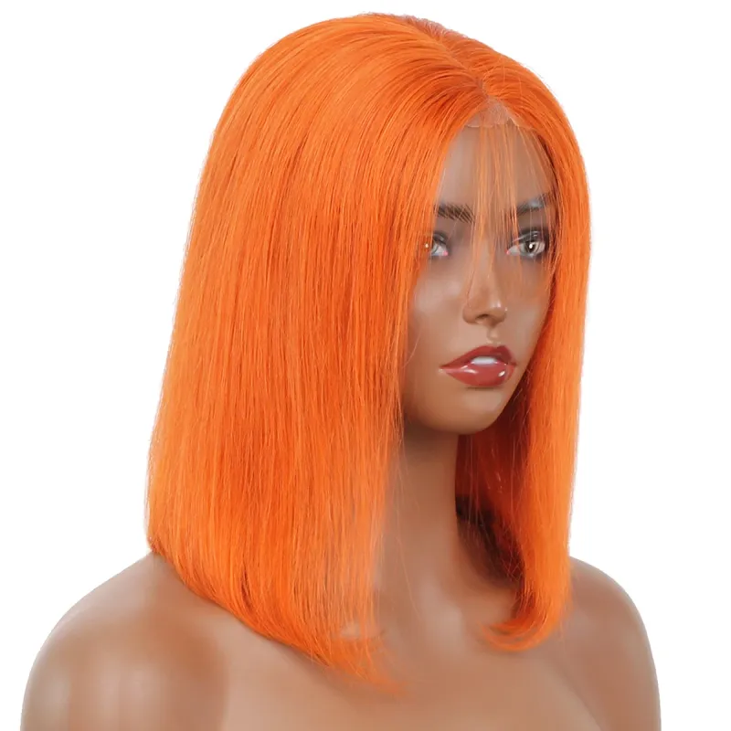 Bob Ginger Lace Front Wig Human Hair Color #350 Pre Plucked Glueless 6x4_voghion.com