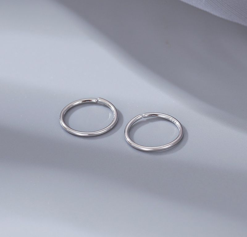 S999 STERLING SILVER SEMPLICE 1,2 MM DI SPESSORE CERCHIO TONDO SENZA FINE 8/10/12 MM 2 PZ PE16_voghion.com