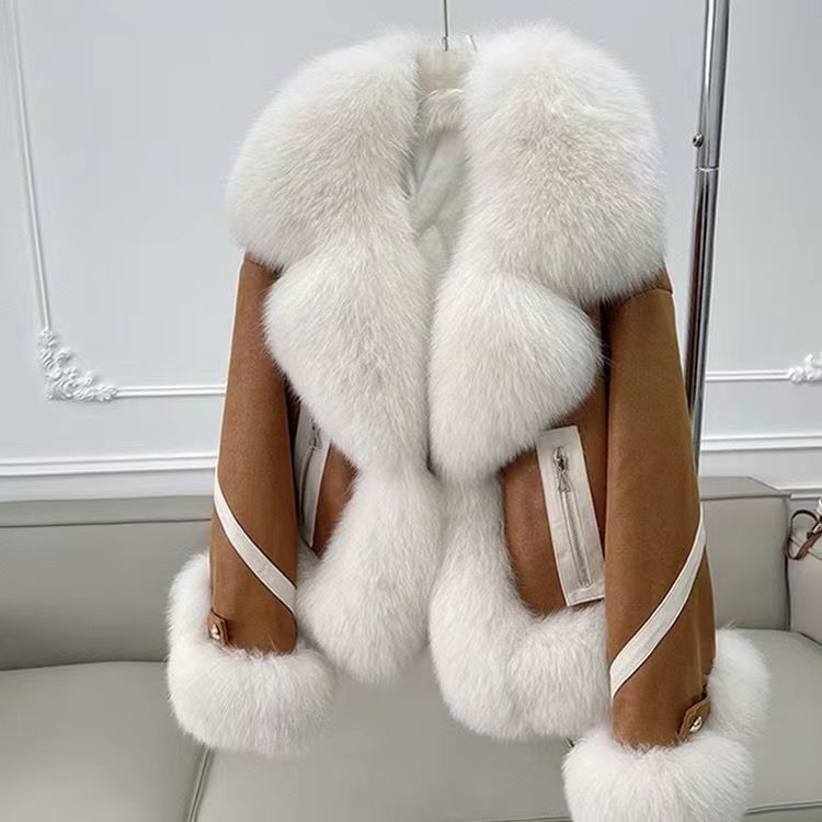 Vêtements pour femmes Manteau de fourrure Femme Court Automne et Hiver Nouveau Style Coton Épaississement Mode Manteau en daim Jeune_voghion.com
