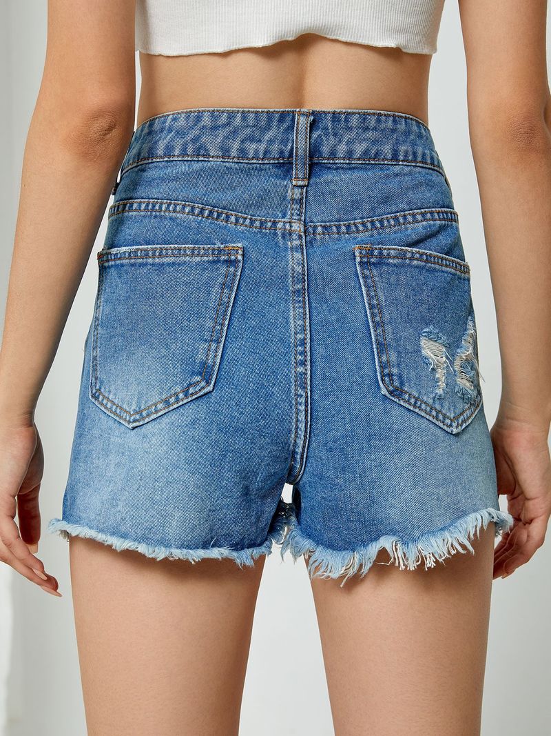 Damenbekleidung Neue Jeansshorts Designer-Shorts High Waist Spot Jeansshorts Zerrissene lässige Hotpants_voghion.com
