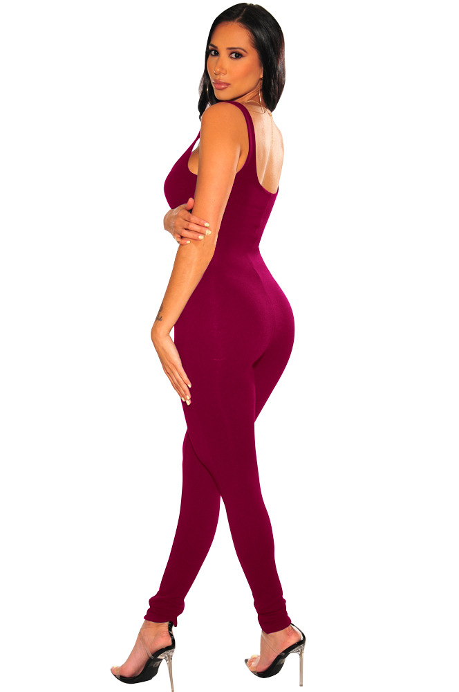 Women's casual sports sleeveless multi-color sexy jumpsuit_voghion.com