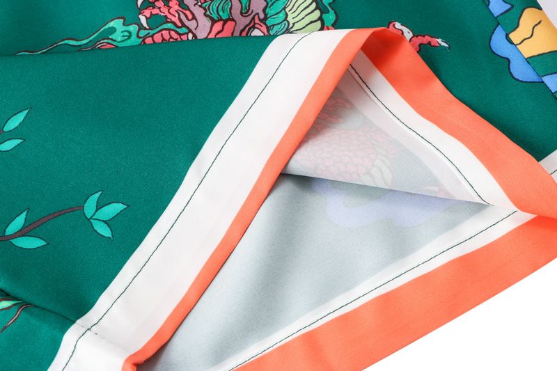 Roupas masculinas de alta rua floral camisa terno verde esmeralda retro impressão completa posicionamento camisa casual cardigan shorts combinando masculino_voghion.com