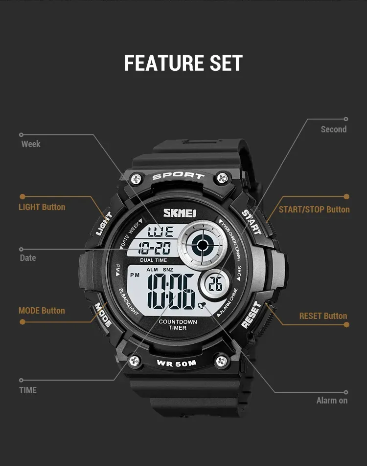 Orologio da polso elettronico alla moda per bambini, studenti, adolescenti, resistente all'acqua, orologi digitali sportivi per uomo_voghion.com