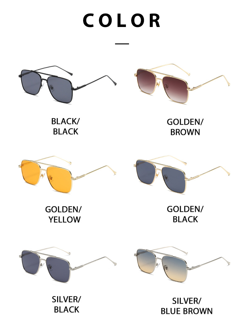 Autista con montatura quadrata a doppio raggio in metallo che guida uomini e donne occhiali da sole classici retrò occhiali da sole_voghion.com