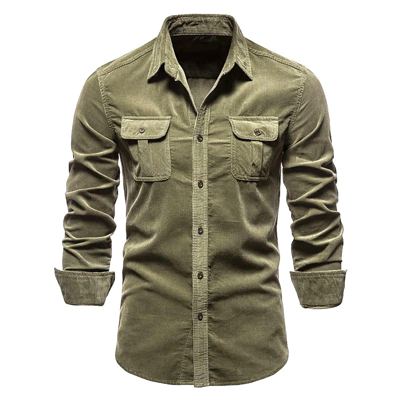 001 In Stock New Spring Cross-Border Men's Multi-Pocket Workwear Long Sleeve Casual Sports Shirt_voghion.com
