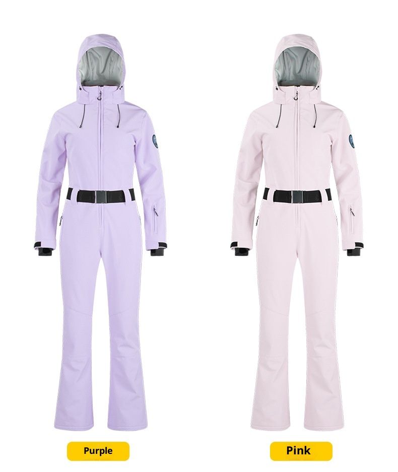 001 Traje de esquí de una pieza para mujer, corte ajustado, resistente al viento, impermeable, transpirable y cálido, ideal para actividades al aire libre._voghion.com
