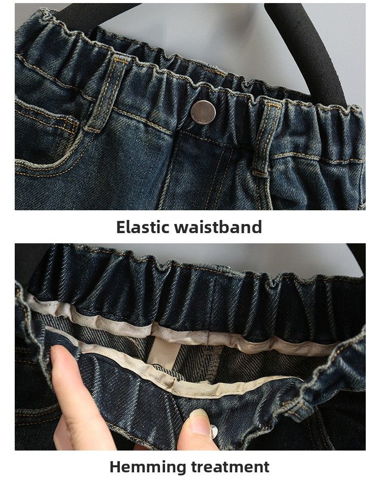 Outfit primavera autunno 2025 Nuovi vestiti alla moda per bambini con colletto rovesciato e patchwork di denim per ragazzi casual_voghion.com