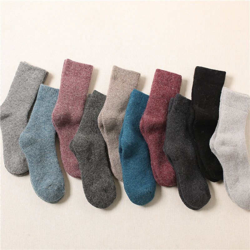 Șosete de lână Șosete de damă cu tub mediu, cu buclă caldă din fleece extra gros Șosete de lână extra groase din bumbac pentru bărbați_voghion.com