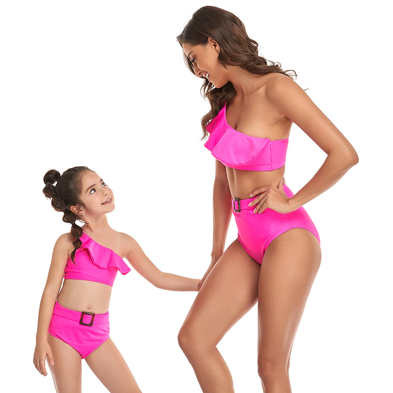Maillot de bain familial Maillot de bain Hi Fish Maillot de bain familial bikini à épaules diagonales_voghion.com