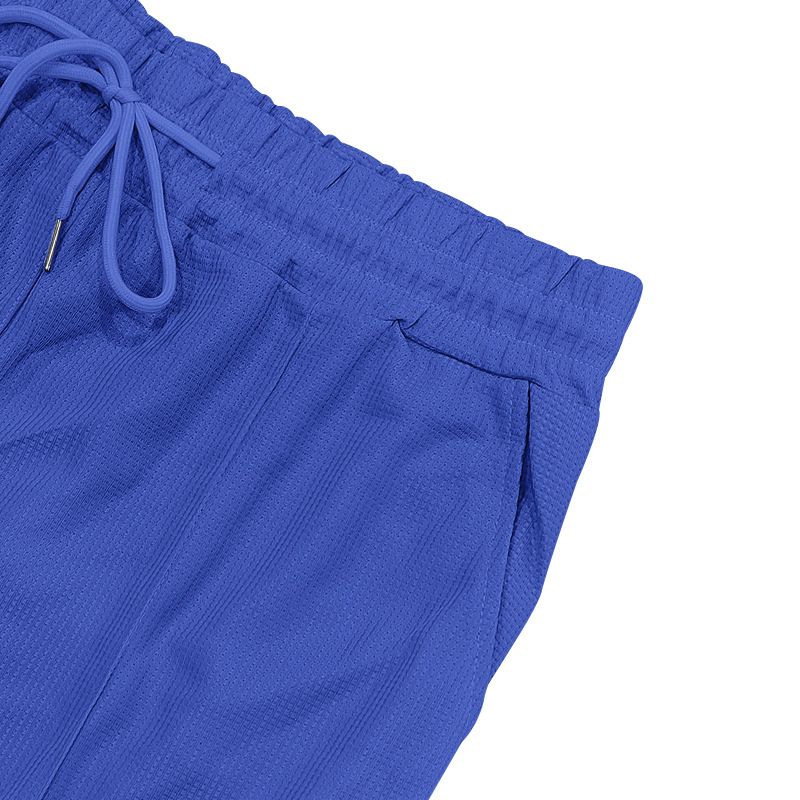 Cross-border Independent Station American Summer Casual Men's Tether Loose Henry Western Denim Waffle Short Sleeve Suit_voghion.com
