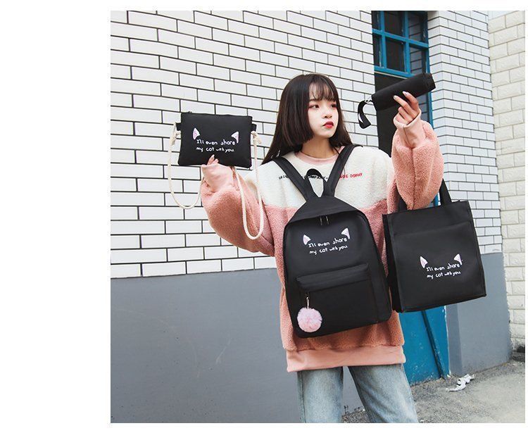 Elegante set di zaini Oxford per ragazze - Grazioso zaino scolastico con stampa animalier, grande capacità, resistente all'acqua e leggero (set da 4 pezzi)_voghion.com